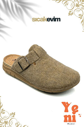 Erkek Ev Terliği  – Poli Taban Hafif Tabanlı Sıcak Tutan Halı Terliği Vizon