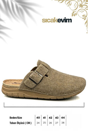 Erkek Ev Terliği  – Poli Taban Hafif Tabanlı Sıcak Tutan Halı Terliği Vizon