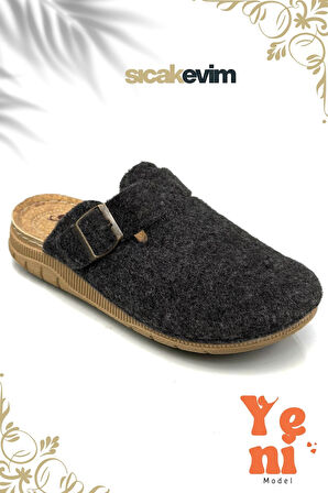 Erkek Ev Terliği  – Poli Taban Hafif Tabanlı Sıcak Tutan Halı Terliği Antrasit