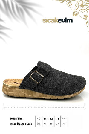 Erkek Ev Terliği  – Poli Taban Hafif Tabanlı Sıcak Tutan Halı Terliği Antrasit