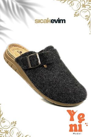 Erkek Ev Terliği  – Poli Taban Hafif Tabanlı Sıcak Tutan Halı Terliği Antrasit