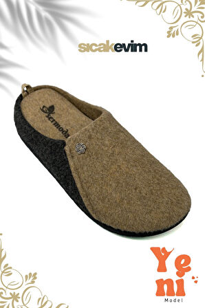 Kadın Ev Terliği  – Poli Taban Hafif Tabanlı Sıcak Tutan Ev Terliği Vizon Siyah