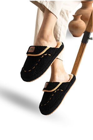 Kadın Ev Terliği Hafif Tabanlı Sıcak Tutan Kışlık Kadın Ev Terliği Çeyiz Terliği Siyah