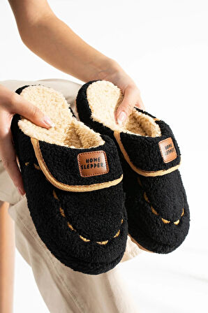 Kadın Ev Terliği Hafif Tabanlı Sıcak Tutan Kışlık Kadın Ev Terliği Çeyiz Terliği Siyah