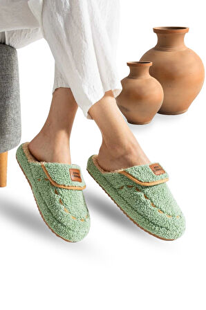 Kadın Ev Terliği Hafif Tabanlı Sıcak Tutan Kışlık Kadın Ev Terliği Çeyiz Terliği Yeşil