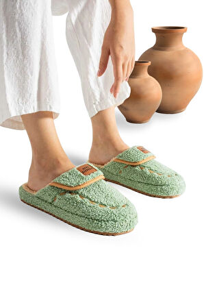 Kadın Ev Terliği Hafif Tabanlı Sıcak Tutan Kışlık Kadın Ev Terliği Çeyiz Terliği Yeşil