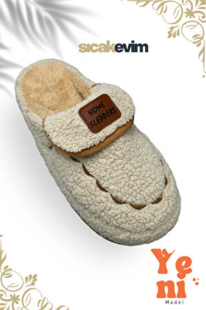 Kadın Ev Terliği Hafif Tabanlı Sıcak Tutan Kışlık Kadın Ev Terliği Çeyiz Terliği Ekru