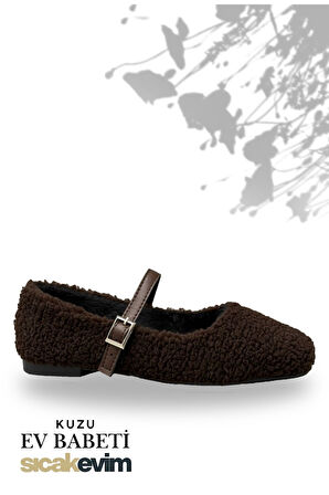 Kadın Kürklü Babet - Kuzu Babet İçi ve Dışı Kürklü Kadın Babet Kahve