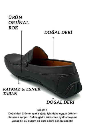 Sermoda Erkek Loafer - Hakiki Deri Rok Loafer Erkek Ayakkabı Siyah