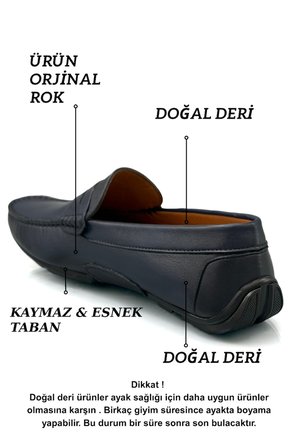 Sermoda Erkek Loafer - Hakiki Deri Rok Loafer Erkek Ayakkabı Lacivert