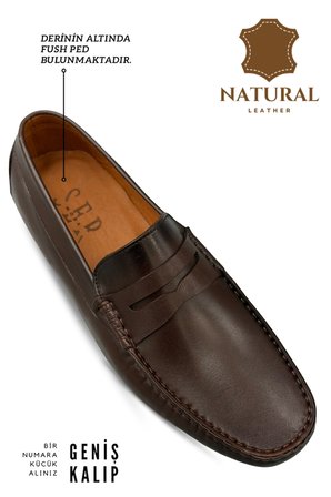Sermoda Erkek Loafer - Hakiki Deri Rok Loafer Erkek Ayakkabı Kahve