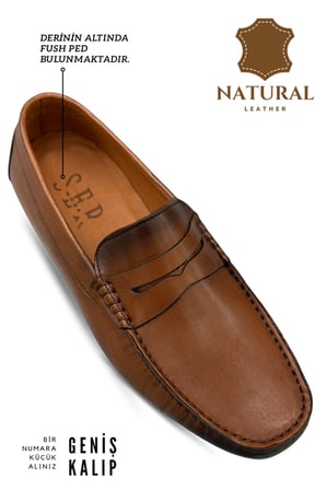 Sermoda Erkek Loafer - Hakiki Deri Rok Loafer Erkek Ayakkabı Taba