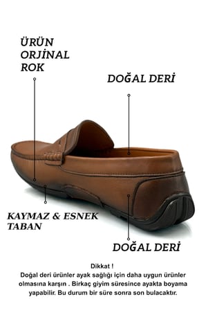 Sermoda Erkek Loafer - Hakiki Deri Rok Loafer Erkek Ayakkabı Taba