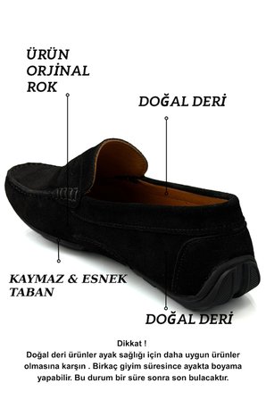 Sermoda Erkek Loafer - Hakiki Deri Rok Loafer Erkek Ayakkabı Süet Siyah