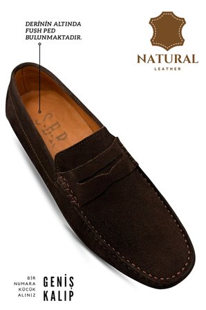 Sermoda Erkek Loafer - Hakiki Deri Rok Loafer Erkek Ayakkabı Süet Kahve