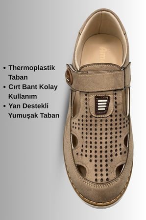 Sermoda Çocuk Sandalet - Cırtlı Süet Yumuşak Taban Erkek Çocuk Sandalet Kum
