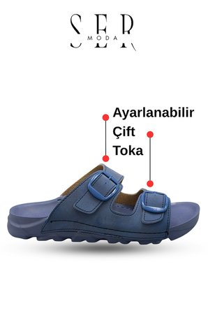 Kadın Terlik  – Esnek Anatomik Tabanlı Ayarlanabilir Çift Tokalı Kadın Terlik Mavi