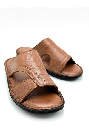 Hakiki Gerçek Deri Erkek Terlik Hafif Terlik Deri A Şır. Taba