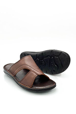 Hakiki Gerçek Deri Erkek Terlik Hafif Terlik Deri A Şır. Kahve