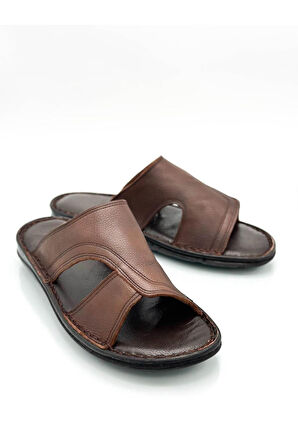 Hakiki Gerçek Deri Erkek Terlik Hafif Terlik Deri A Şır. Kahve