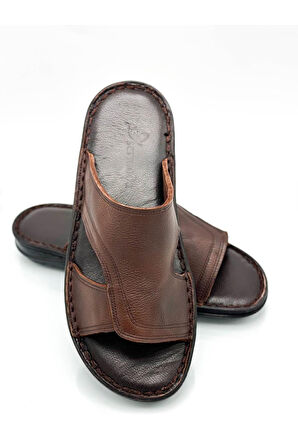 Hakiki Gerçek Deri Erkek Terlik Hafif Terlik Deri A Şır. Kahve