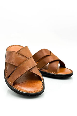 Hakiki Gerçek Deri Erkek Terlik Hafif Terlik Deri Çapraz Taba