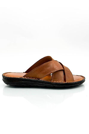 Hakiki Gerçek Deri Erkek Terlik Hafif Terlik Deri Çapraz Taba