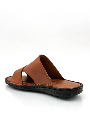 Hakiki Gerçek Deri Erkek Terlik Hafif Terlik Deri Taba