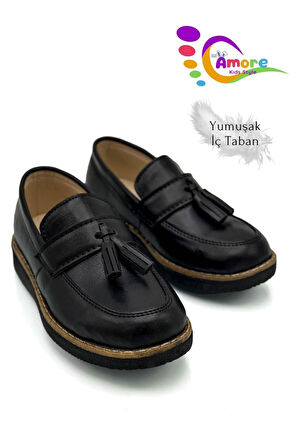 Corcik Model Erkek Çocuk Ayakkabı Mat Siyah