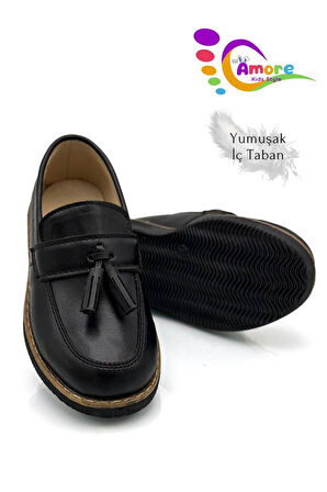 Corcik Model Erkek Çocuk Ayakkabı Mat Siyah