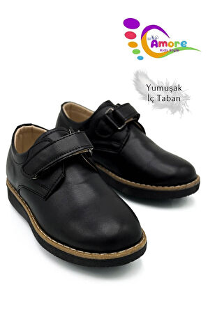 LilAmore Cırtlı Okul Ayakkabısı Erkek Çocuk Klasik Okul Sünnet Düğün Ayakkabı Siyah