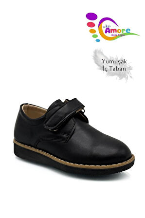LilAmore Cırtlı Okul Ayakkabısı Erkek Çocuk Klasik Okul Sünnet Düğün Ayakkabı Siyah