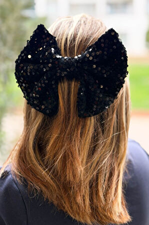 Saç Tokası - Büyük Boy Pullu Saç Tokası P Siyah