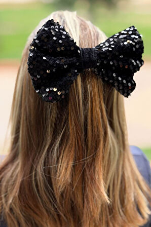 Saç Tokası - Büyük Boy Pullu Saç Tokası K Siyah