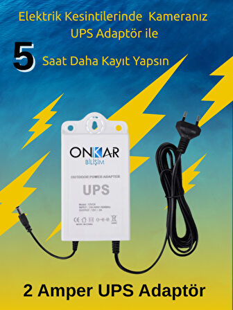 12 Volt Voltaj Korumalı Şarjlı Güç Kaynağı Ups Kamera Adaptörü