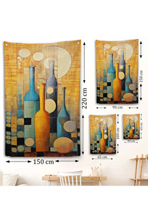 Soyut Şarap Şişeler Duvar Örtüsü-7539