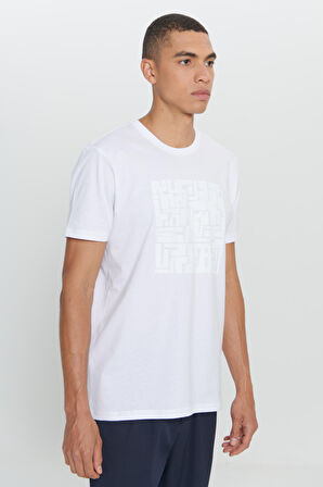 Standart Fit Normal Kesim %100 Pamuk Baskılı Bisiklet Yaka Tişört