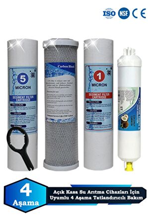 Açık Kasa Su Arıtma Cihazı Uyumlu 4 Aşama Cift Sediment Tatlandırıcılı Filtre Bakım Seti