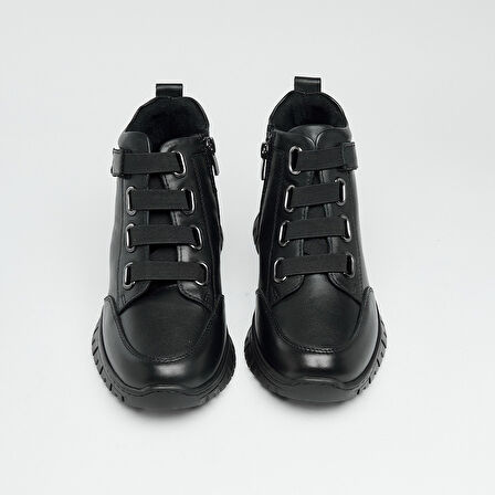 Hakiki Deri Fermuarlı Kadın Bot 