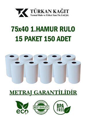 75x40 1.hamur Rulo 15 Paket 150 Adet