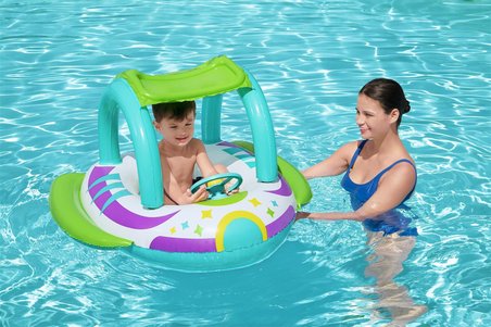 Bestway Plaj Oyuncak Çocuk Şişme Bot Gölgelikli Direksiyon 107X112Cm Bw34149 (Karışık Renk, 1 Adet)