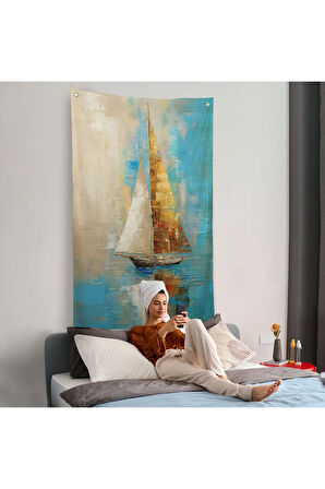 Denizdeki Yelkenli Duvar Örtüsü-7541