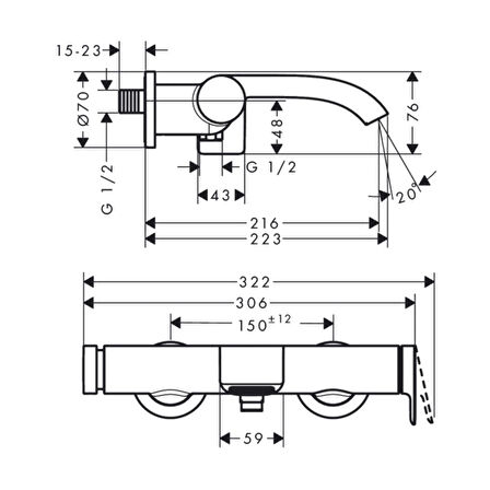 Hansgrohe Vivenis Aplike Banyo Bataryası