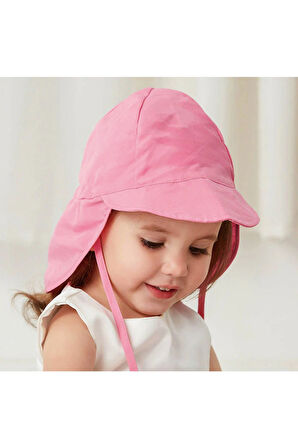 Upf50 + Uv Koruma Cabuk Kuruyan Ayarlanabilir Ince Kumas Bebek Kova Şapka 0-18 Ay Boyun Korumali