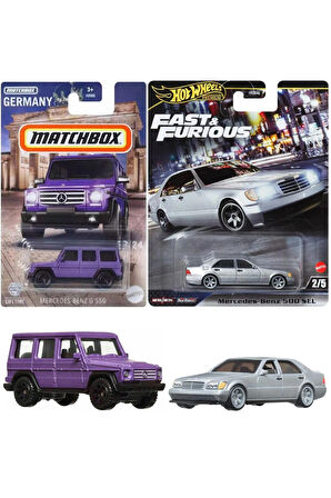 2 Araç Mercedes Benz Set - Hot Wheels Premium 500 SEL & Matchbox G 550 (1/64)