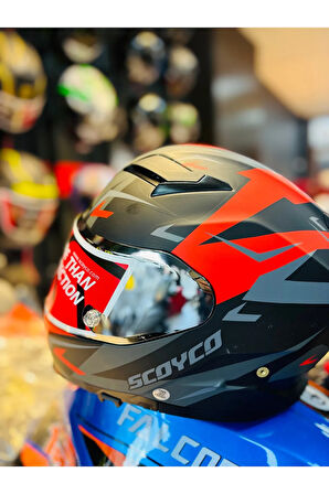 -FF871 DEBRİS FULLFACE MOTOSİKLET KASKI (SİYAH-KIRMIZI-GRİ)