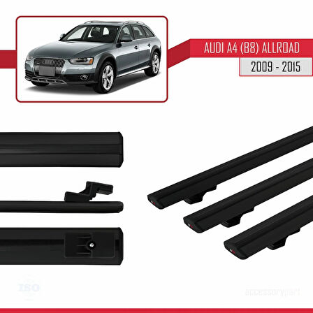 A4 (B8) Allroad 2009-2015 Arası ile Uyumlu BASIC Model Ara Atkı Tavan Barı Siyah 3 Adet