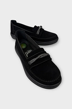 Kadın Ortopedik Taş Detay Comfort Mevsimlik Ayakkabı SİYAH