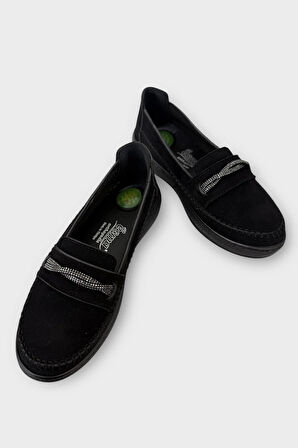 Kadın Ortopedik Taş Detay Comfort Mevsimlik Ayakkabı SİYAH