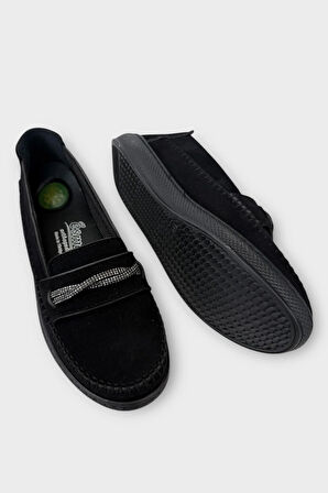 Kadın Ortopedik Taş Detay Comfort Mevsimlik Ayakkabı SİYAH